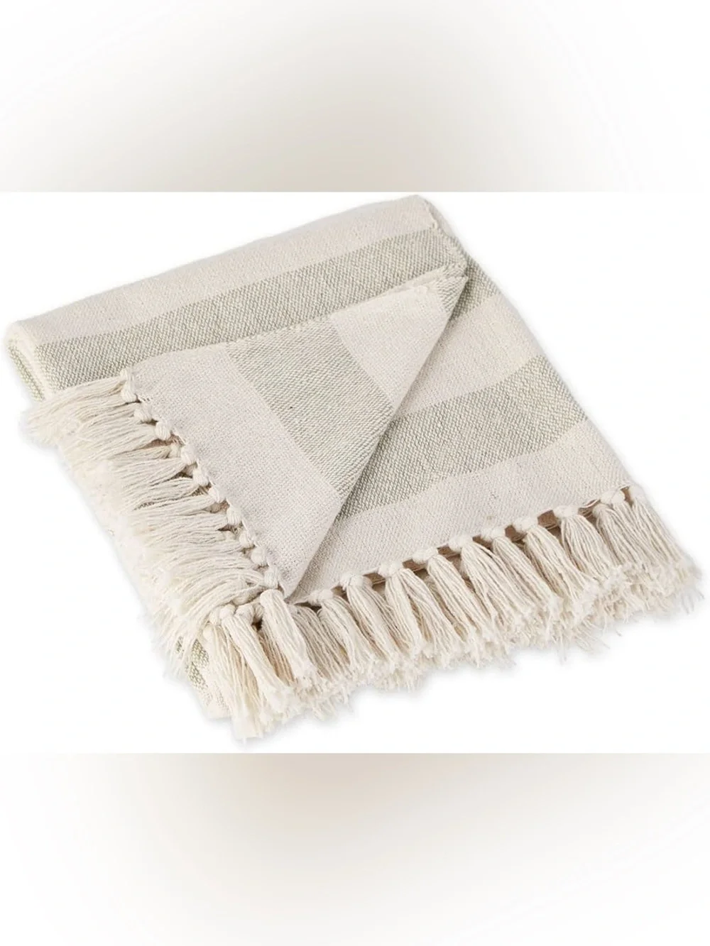 DII Cotton Cabana Striped Blanket Throw Fringe 50 x 60 Artichoke Beach Couch